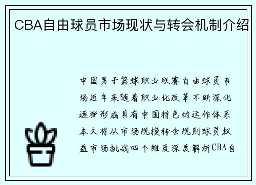 CBA自由球员市场现状与转会机制介绍
